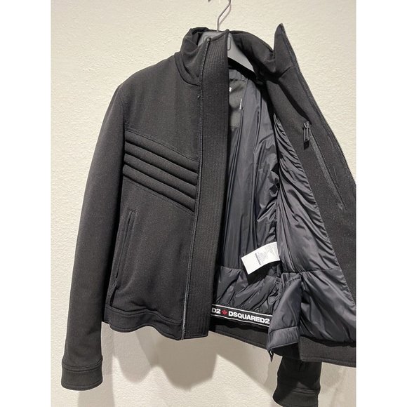DSQUARED2 Mens Fitted Biker Style Ski Jacket Black Sz 50/L S71AN0204 S5331 - Picture 7 of 16